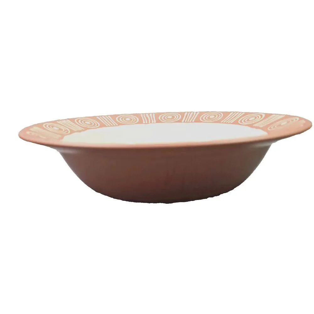 Pottery Barn 10 Inch Terracotta Geometric Bowl Boho Farmhouse Chic Modern Decor